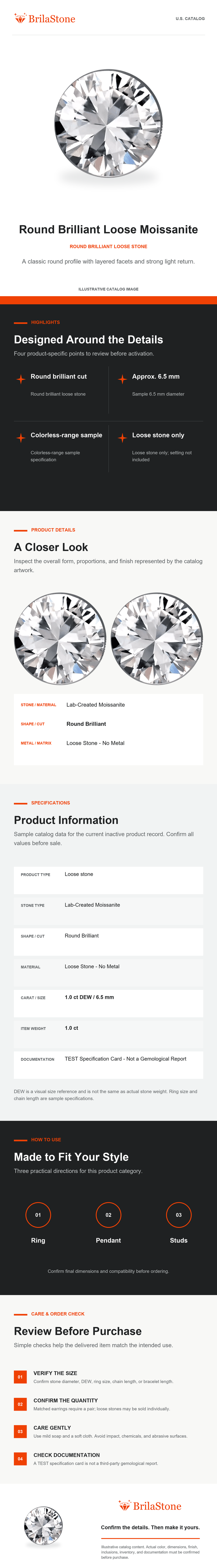 Round Brilliant Loose Moissanite product details